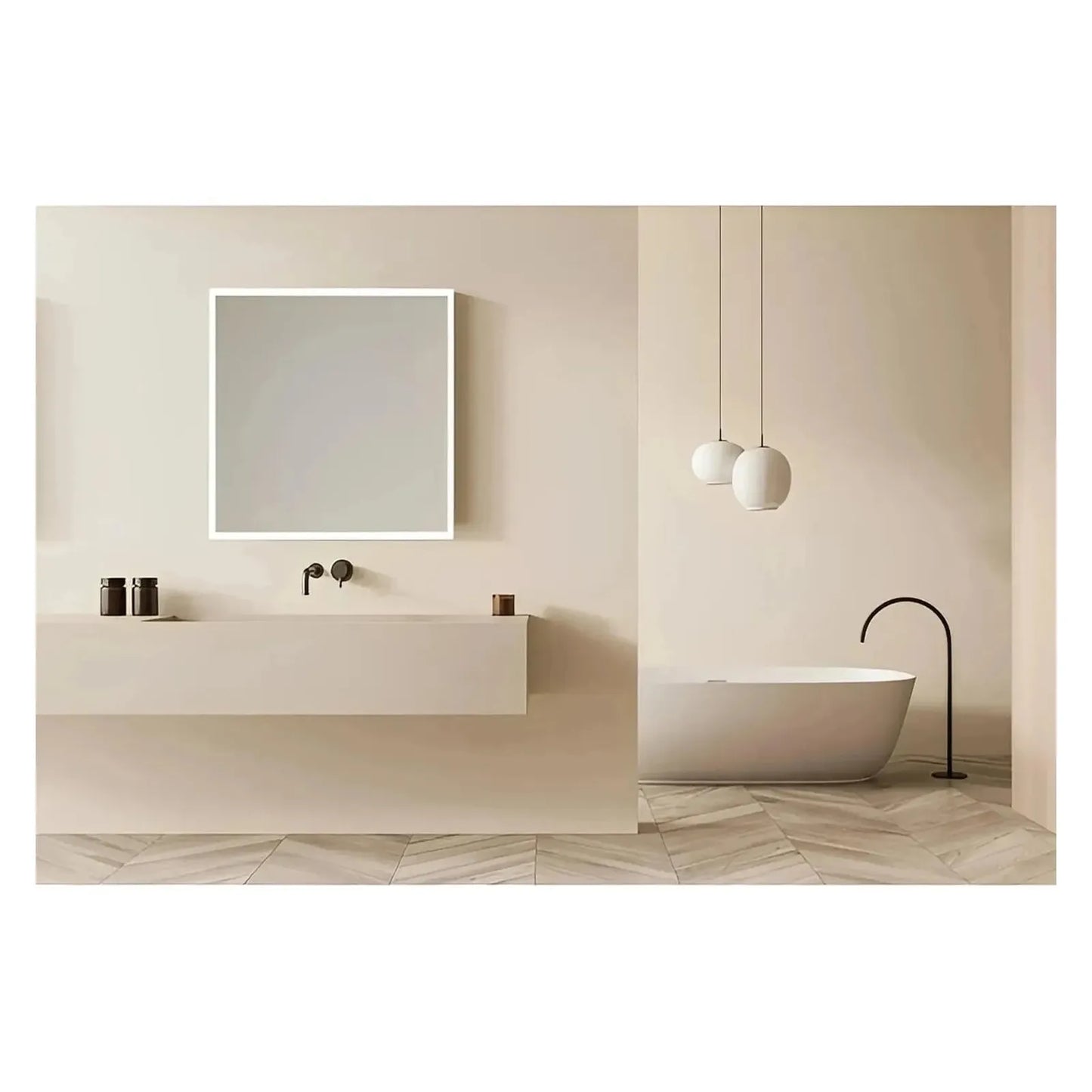 ZEPHYRA LED LIGHTED BATHROOM VANITY RECTANGLE MIRROR - 40 x 40