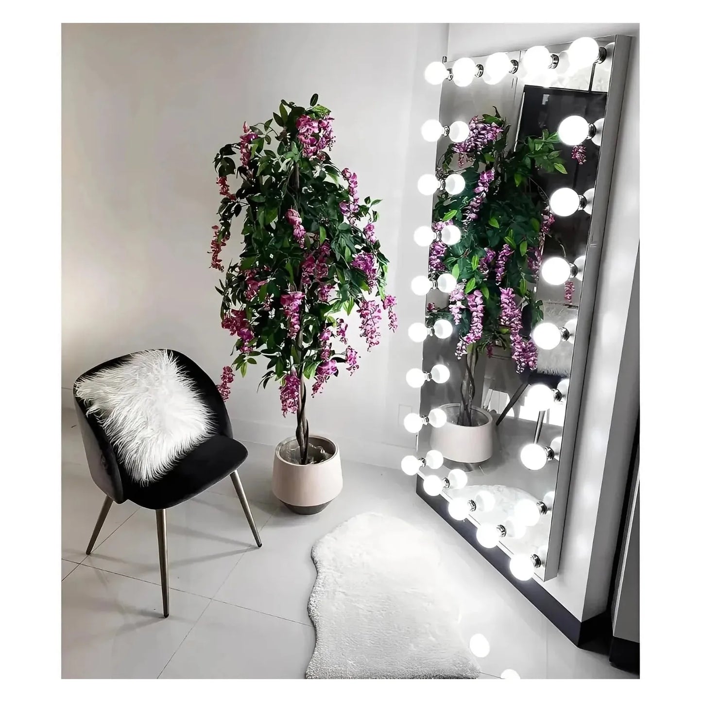 MIRA LED LIGHTED FULL-LENGTH HOLLYWOOD VANITY RECTANGLE MIRROR - 70 x 32