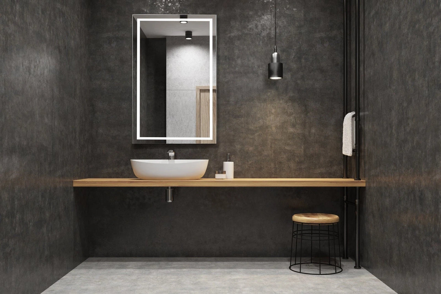 ZEPHYR LED LIGHTED BATHROOM VANITY RECTANGLE MIRROR - 48 x 28