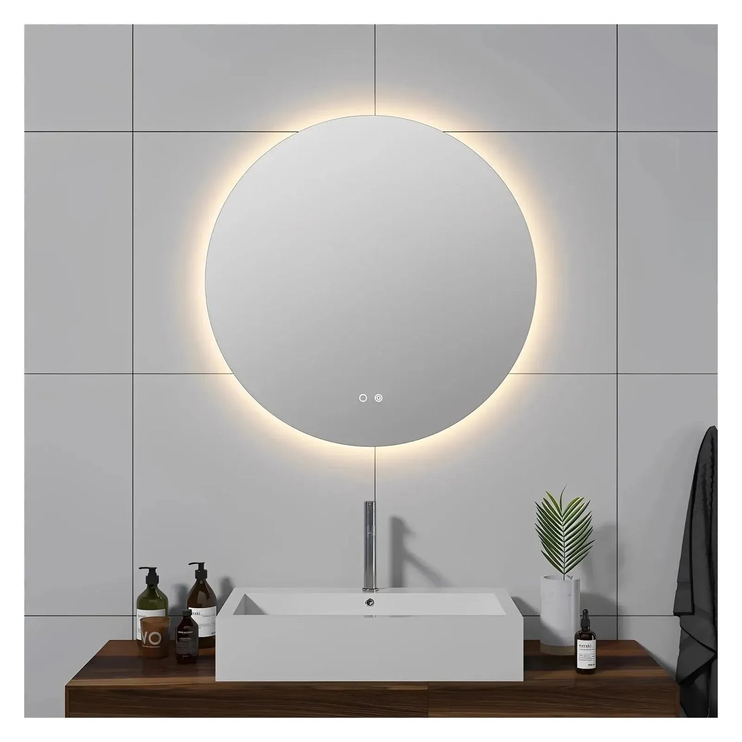 TITAN LED VANITY ROUND MIRROR - ADJUST. TEMP. & BRIGHTNESS - 32 x 32 (Sold as 1)