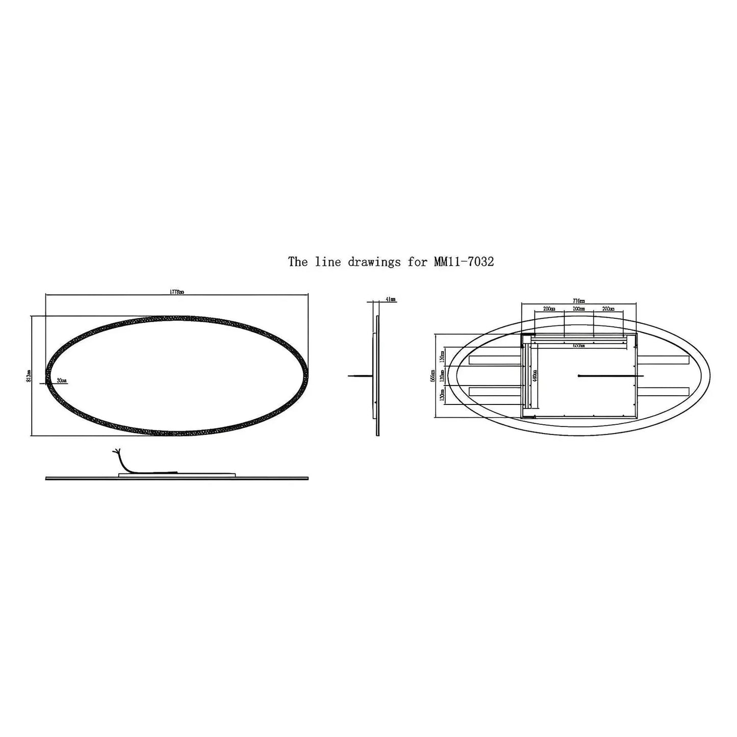 NEBULA OVAL LED LIGHTED BATHROOM VANITY OVAL MIRROR - 70 x 32
