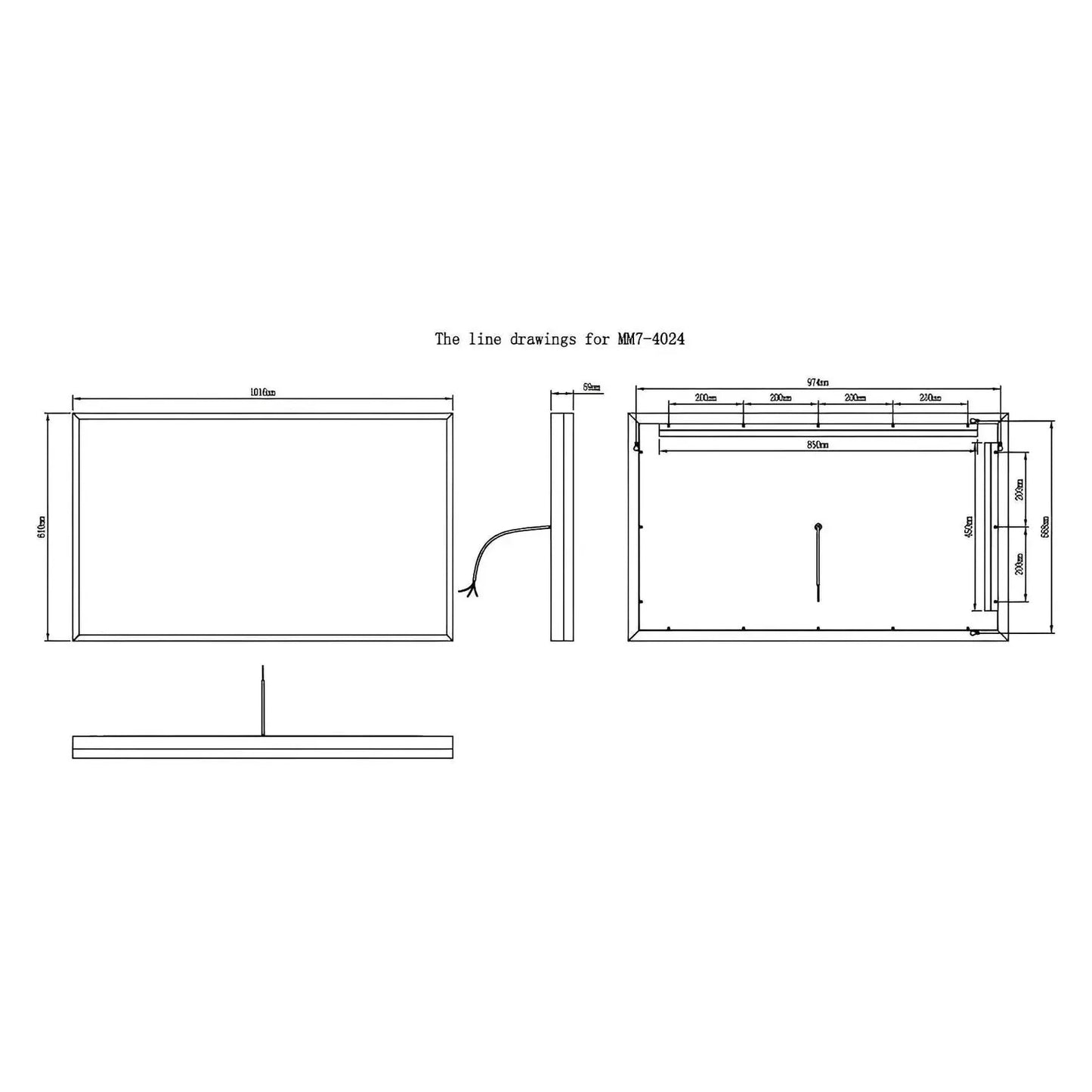 NEBULA LED LIGHTED BATHROOM VANITY RECTANGLE MIRROR - 40 x 24
