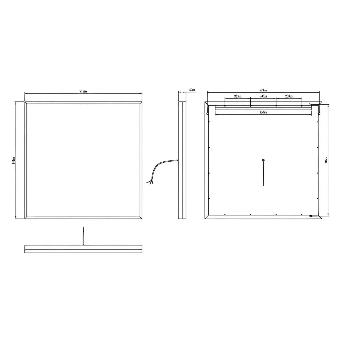 NEBULA LED LIGHTED BATHROOM VANITY RECTANGLE MIRROR - 36 x 36