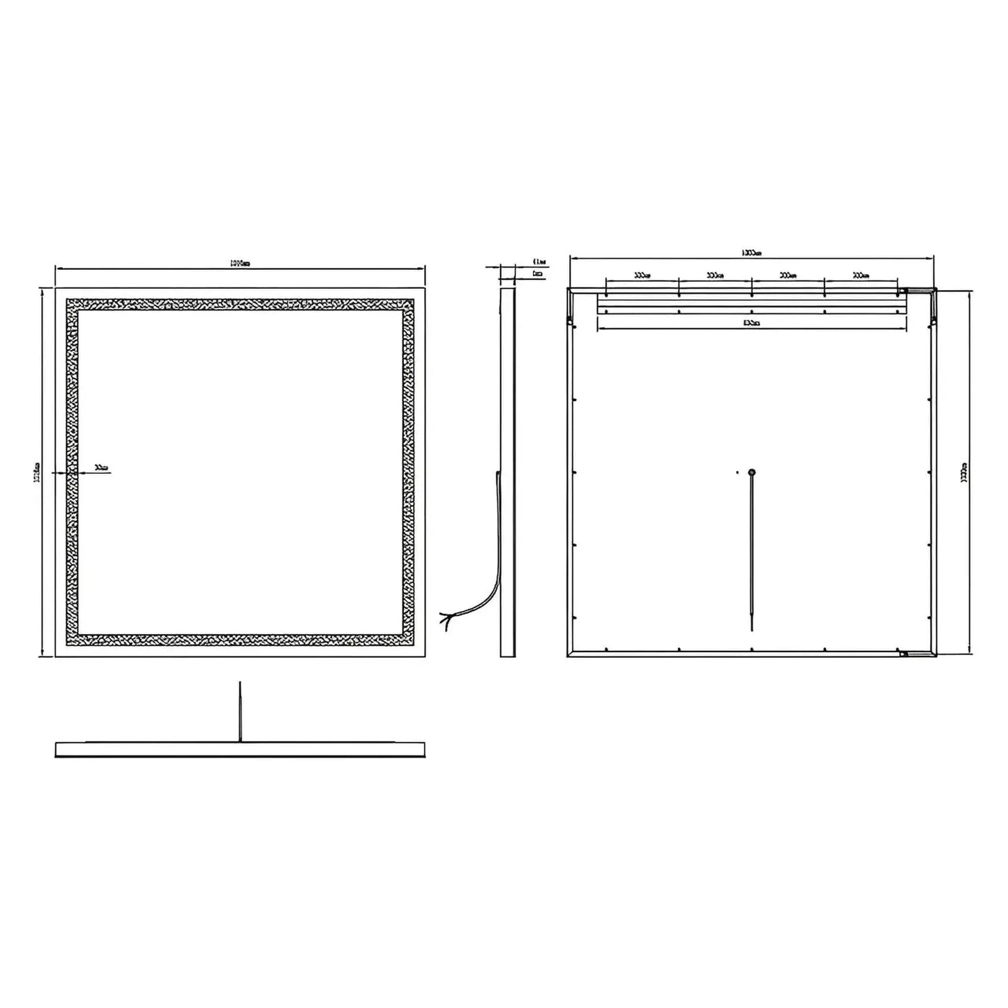 ZEPHYR LED LIGHTED BATHROOM VANITY RECTANGLE MIRROR - 40 x 40