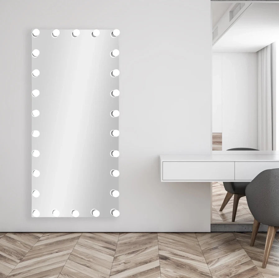 MIRA LED LIGHTED FULL-LENGTH HOLLYWOOD VANITY RECTANGLE MIRROR - 70 x 32