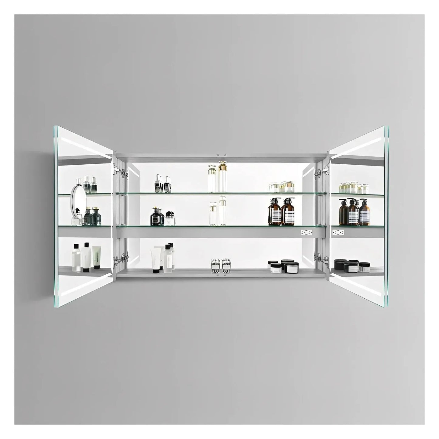 ELARA II CONDUCTIVE HINGE-POWERED LED CABINET VANITY SQUARE MIRROR - 28 x 48