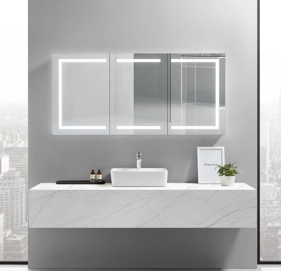 ARIES III LED LIGHTED BATHROOM CABINET VANITY MIRROR - RECTANGLE - 60 x 28