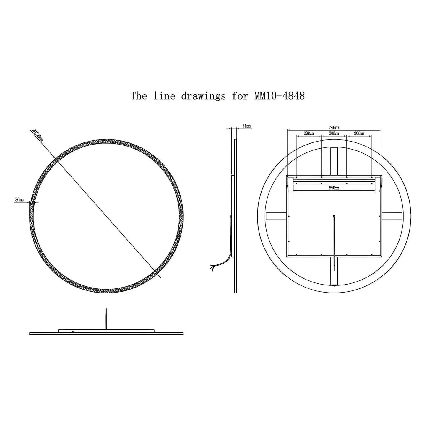 DIAFOTIZO LED LIGHTED BATHROOM VANITY ROUND MIRROR - 48 x 48