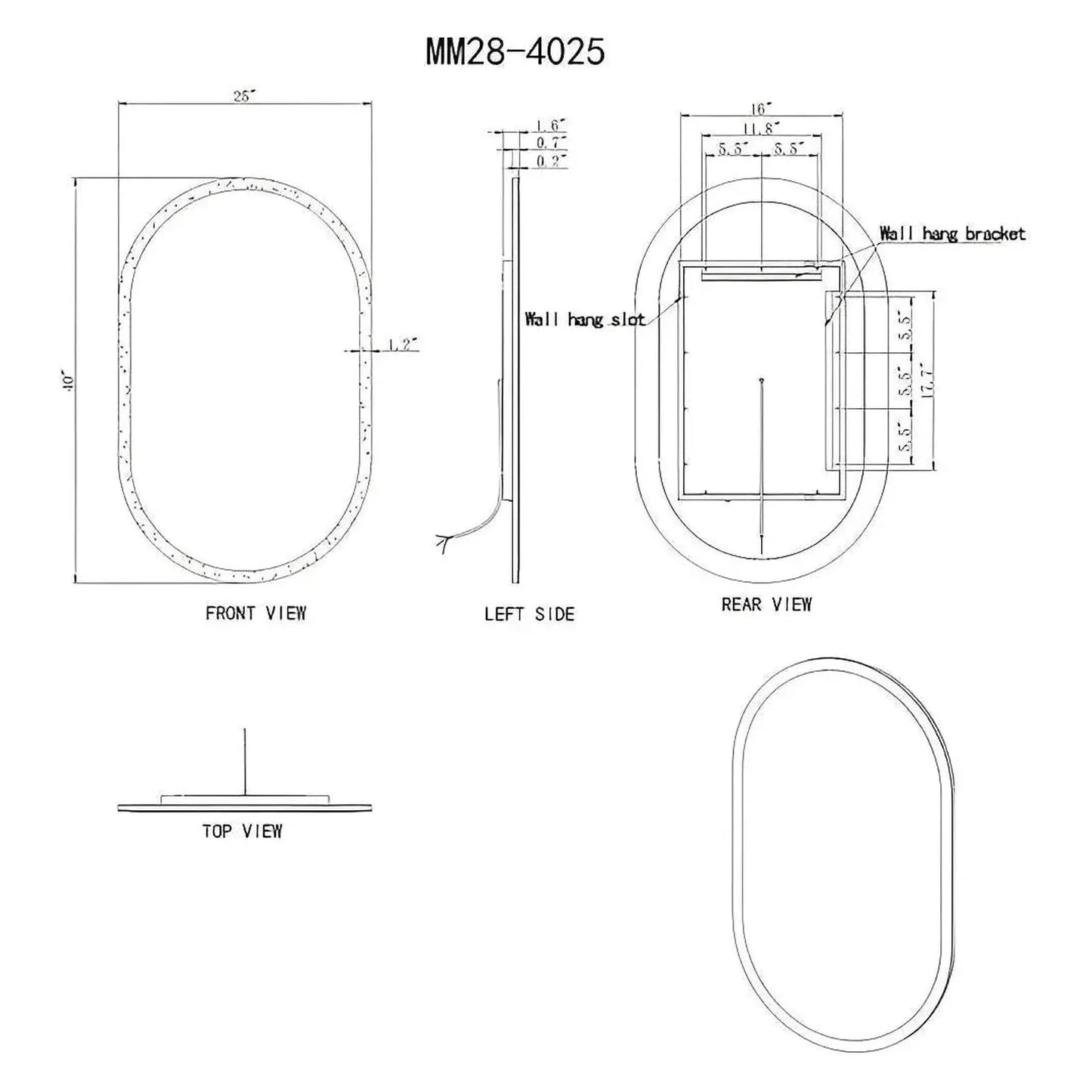 VEGA PILL LED ILLUMINATED OVAL MIRROR