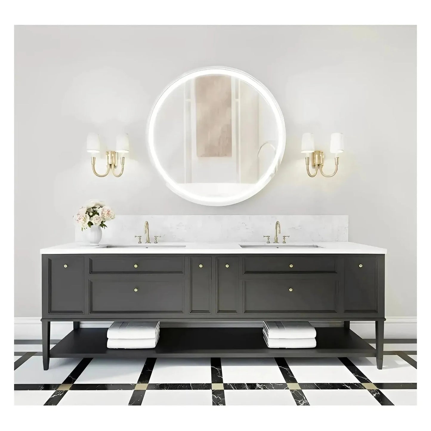 ASTRA LED LIGHTED BATHROOM VANITY ROUND MIRROR - 40 x 40
