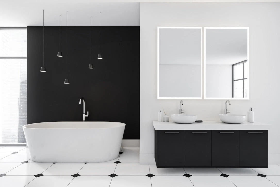 ZEPHYRA LED LIGHTED BATHROOM VANITY RECTANGLE MIRROR - 55 x 36