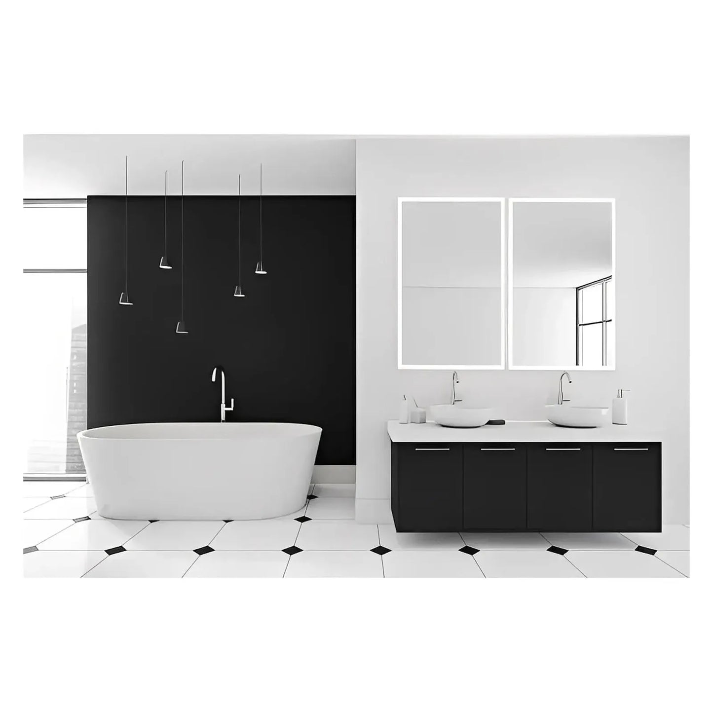 ZEPHYRA LED LIGHTED BATHROOM VANITY RECTANGLE MIRROR - 55 x 36