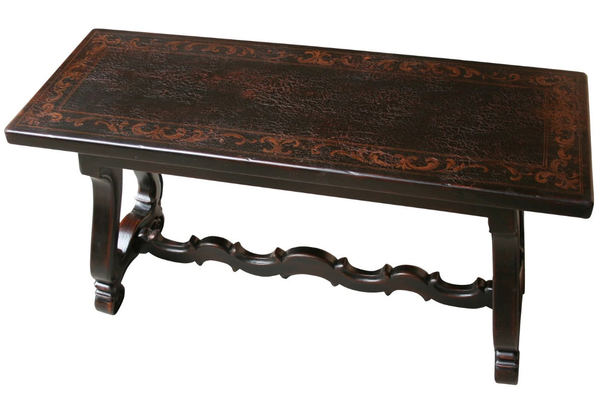Sancerre Console Table, Espresso Finish, Intricate Carved Scrollwork Base, Handcrafted