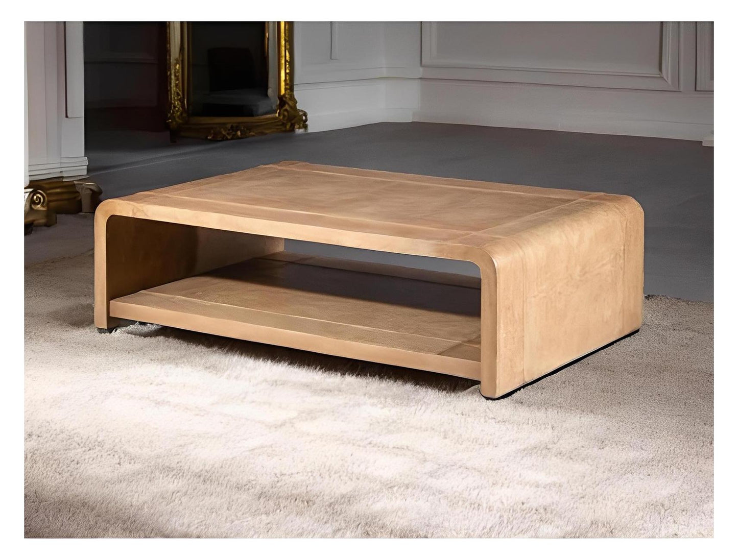 Montmorillon Coffee Table - Rectangle, Brown Walnut Finish, Open Lower Shelf