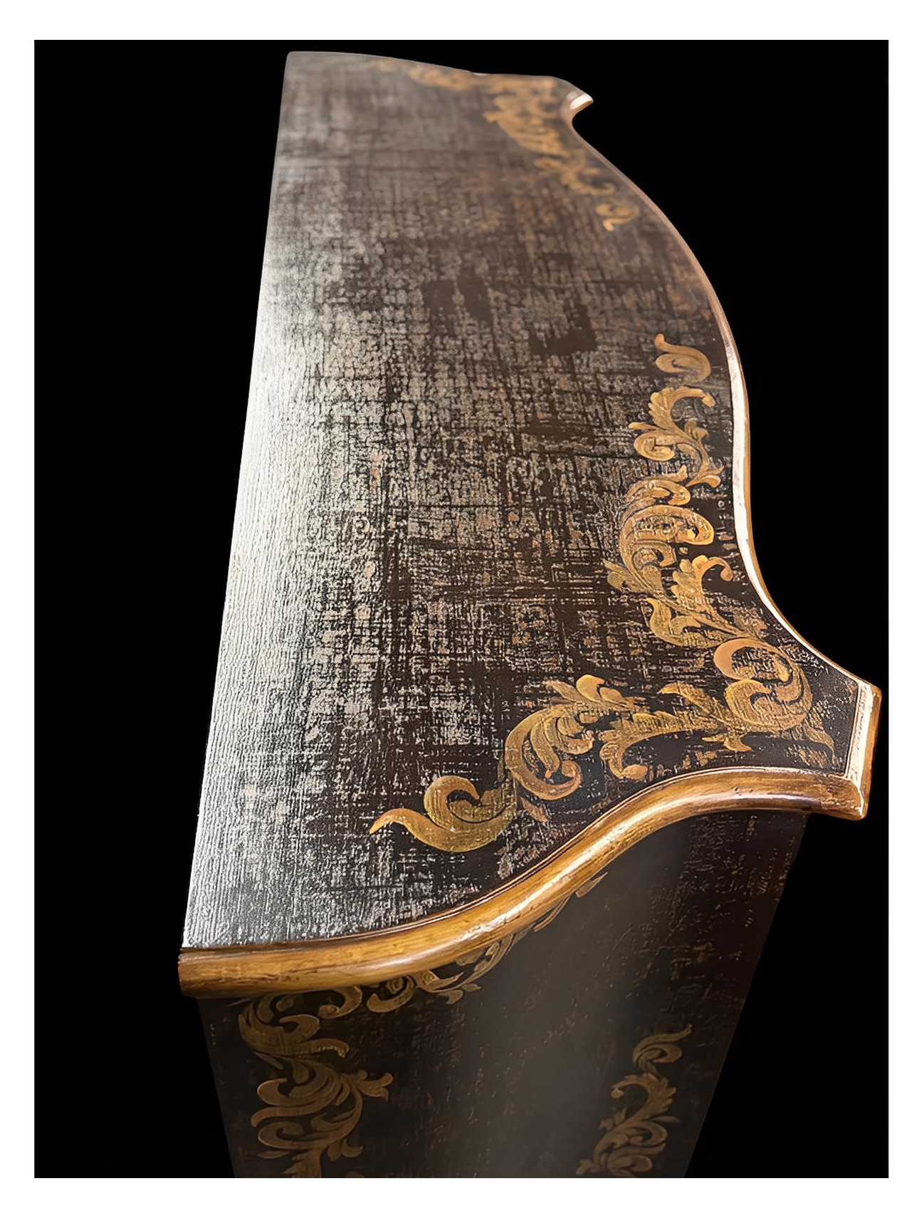 Montrichard-Inspired Baroque Ebony Dining Room Buffet With Gilded Floral Accents