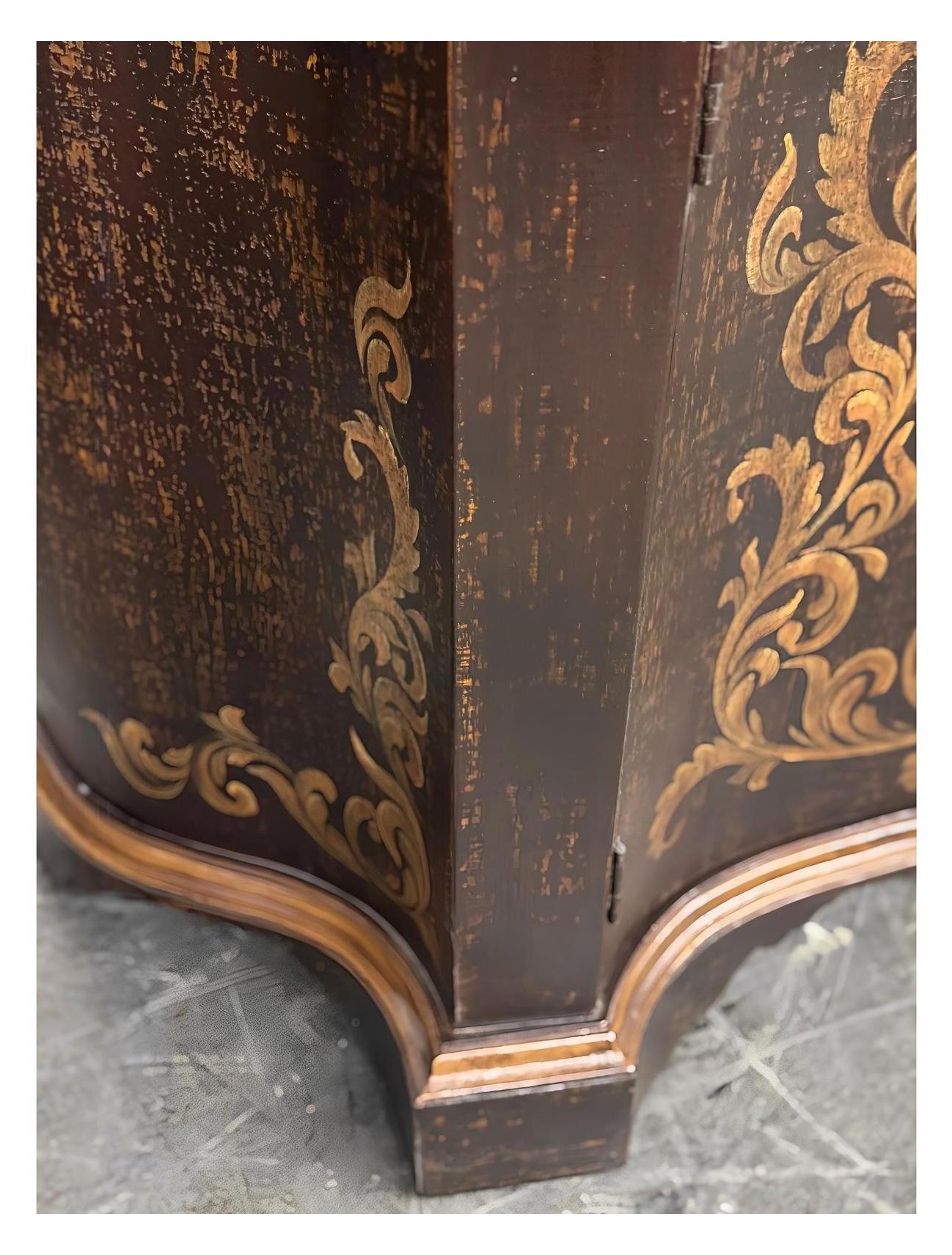 Montrichard-Inspired Baroque Ebony Dining Room Buffet With Gilded Floral Accents