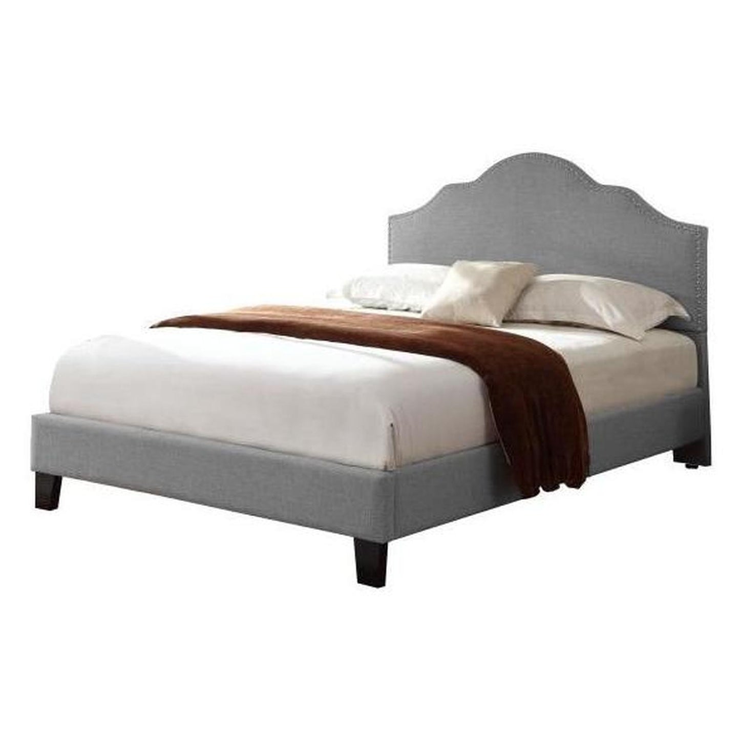 MADISON Complete Upholstered Cal-King Bed; Gray