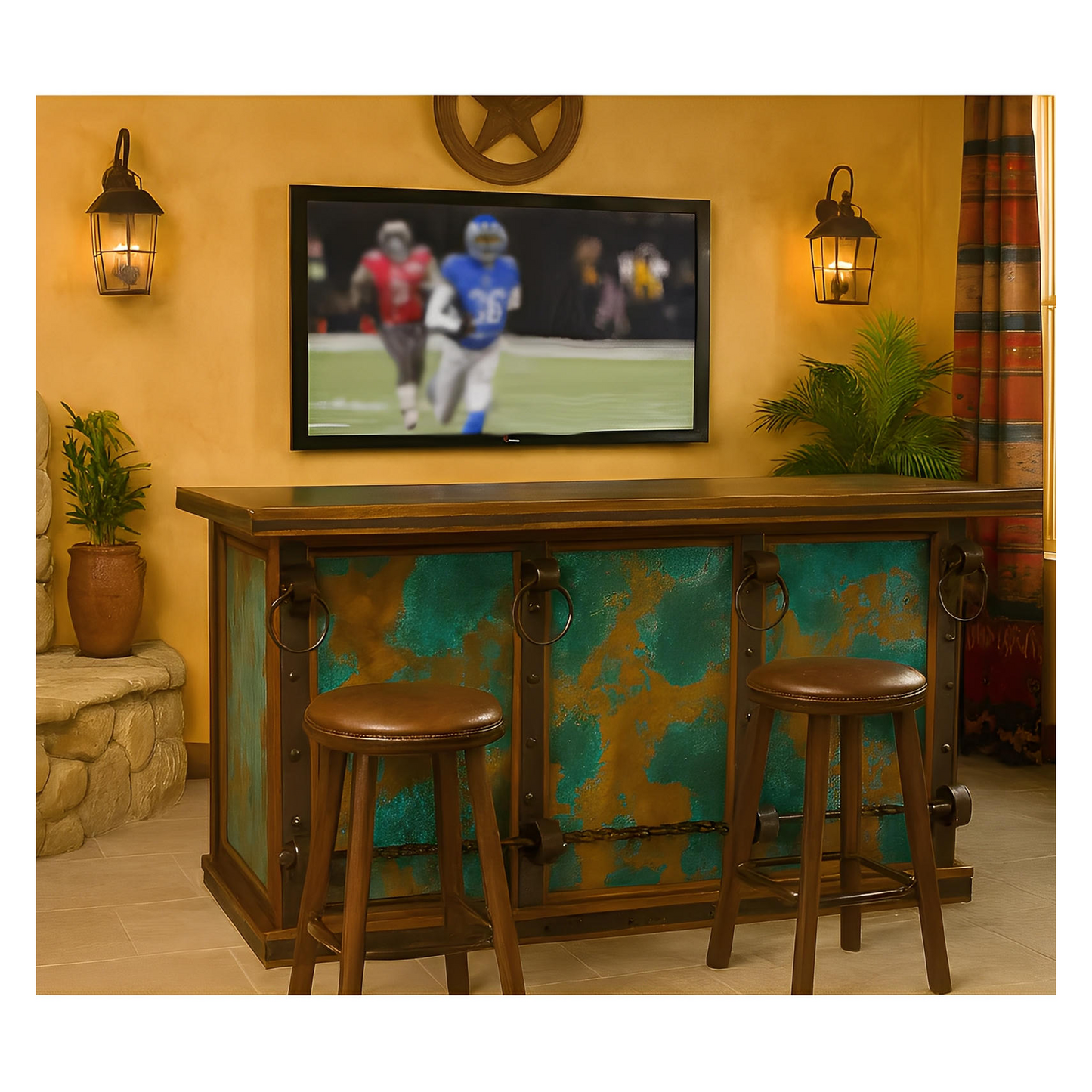 THE BLACKSMITHS BAR II | VERDI-GRIS COPPER INSERTS, FORGED IRON, WINE RACK