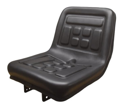 Seat Replacement with Steel Pan; Black Vinyl; Compatible with Case, New Holland, Kubota, Satoh, White, Yanmar, etc.; Universal flip hinge kit; 105000BK+940000GD