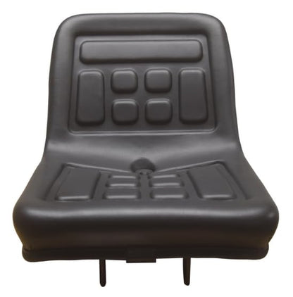Seat Replacement with Steel Pan; Black Vinyl; Compatible with Case, New Holland, Kubota, Satoh, White, Yanmar, etc.; Universal flip hinge kit; 105000BK+940000GD