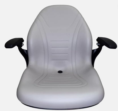 Tractor and Lawn Mower Seat Compatible with Bobcat, Dixie Snapper, Toro, Exmark, Kubota, Bad Boy; Gray Waterprrof Vinyl; Drilling in the Mounting Deck May Be Required