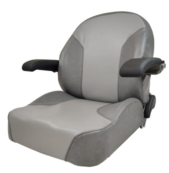 Lawn Mower & Zero Turn Mower Seat with Armrests; Compatible with Husqvarna, Hustler, Jacobsen, John Deere, Kubota, Mustang, New Holland, SCAG, Simplicity, Walker, Woods; Gray