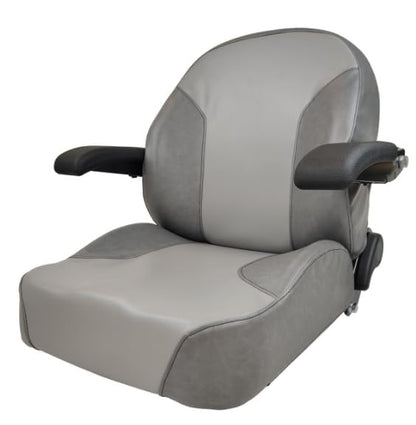 Lawn Mower & Zero Turn Mower Seat with Armrests; Compatible with Husqvarna, Hustler, Jacobsen, John Deere, Kubota, Mustang, New Holland, SCAG, Simplicity, Walker, Woods; Gray