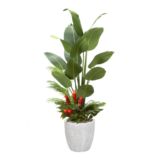 Artificial Traveler Palm with Under Planting 7ft