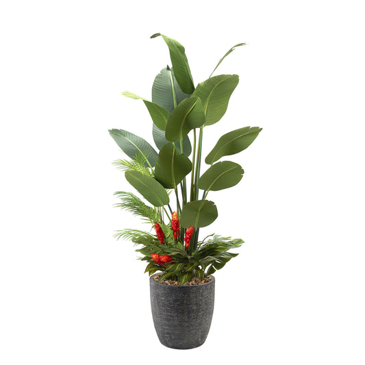 Artificial Traveler Palm with Under Planting 7ft