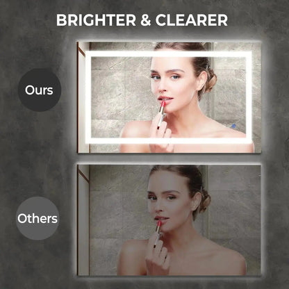 Center Glow LED Bathroom Mirror - Rectangle (20-40 in) - Adjustable Brightness and Color Temperature - Anti-Fog