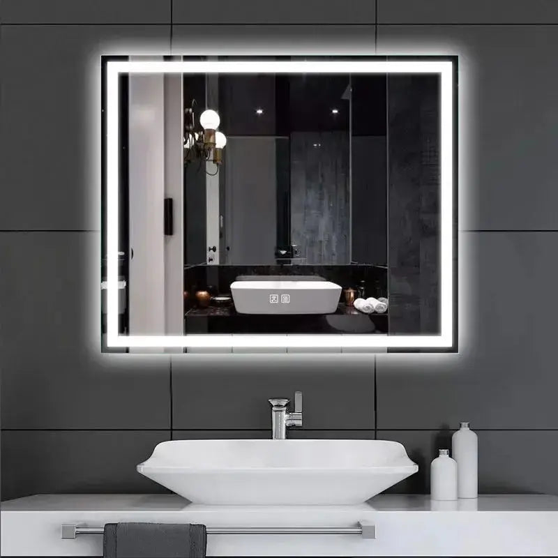 Center Glow LED Bathroom Mirror - Rectangle (20-40 in) - Adjustable Brightness and Color Temperature - Anti-Fog