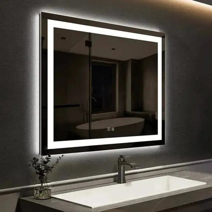Center Glow LED Bathroom Mirror - 20 x 28 - Adjustable Brightness and Color Temperature - Anti-Fog