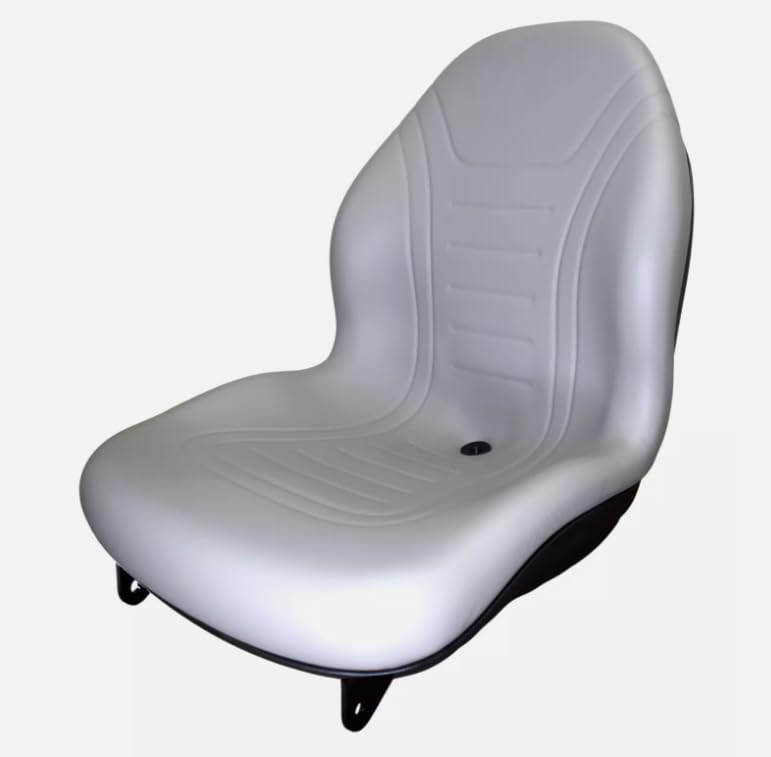 Tractor Seat Compatible with Ford New Holland Boomer, T, TC, TZ and Workmaster Series Tractors; Gray; includes Flip-up Bracket, Waterproof Vinyl, Drain Hole