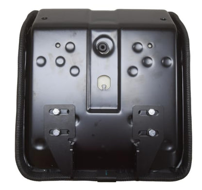 Seat Replacement with Steel Pan; Black Vinyl; Compatible with Case, New Holland, Kubota, Satoh, White, Yanmar, etc.; Universal flip hinge kit; 105000BK+940000GD