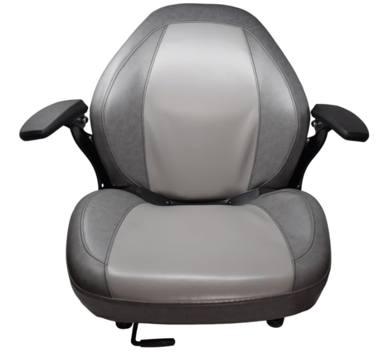 Zero Turn Mower Seat with Armrests and Slides; Replacement Seat for Tractors, Fork Lifts, Skid Steers, UTV's, etc.;  21" H x 24" W x 23.5" D; Bolt pattern: 11.25" x 11"; SU-310011DGLG