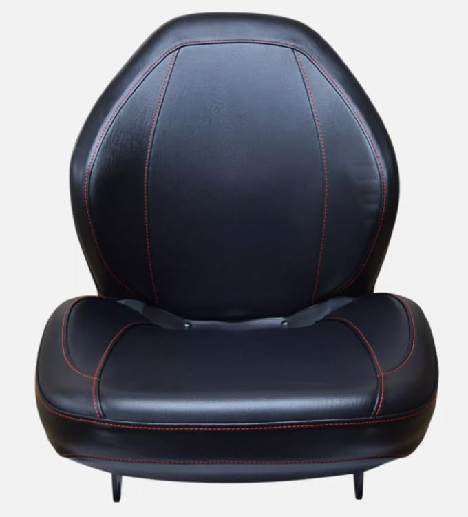 Replacement Seat for Tractors; Includes Flip-up Hinge; Compatible with Ford-New Holland Boomer, T, TC, TZ and Workmaster Series Tractors; Black Sewn Vinyl; 310000BK+901004-N