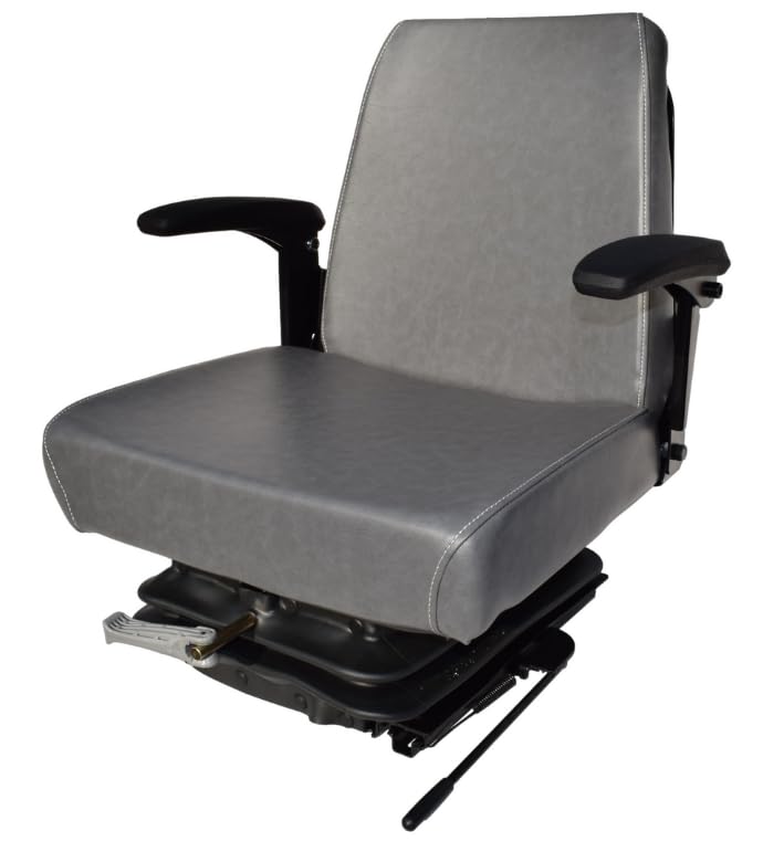 Replacement Seat for Zero Turn Mowers with Suspension & Armrests; Gray; 23.5" H (Max); Replaces Hustler 781104, 781849 and 792051; SU-311111GR-H3