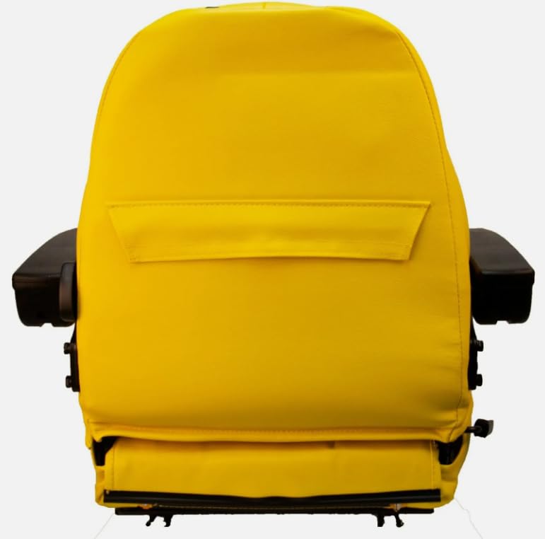 Zero Turn Lawn Mower Seat; Replacement Seat for Tractors, Fork Lifts, Skid Steers, UTV's, etc.; 25" H x 21.5" W x 24" D; Universal Slide System; Yellow; SU-440002YE