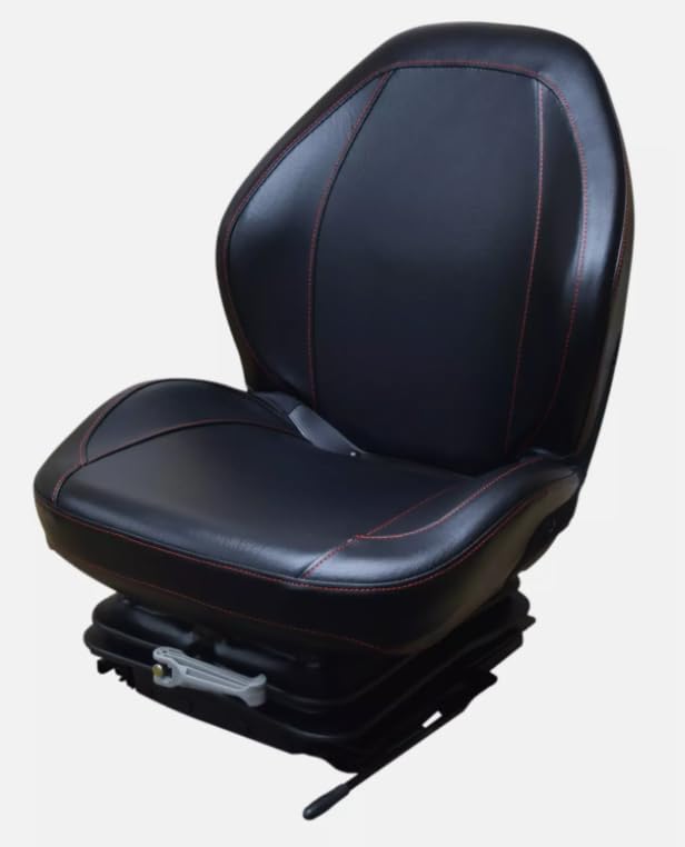Skid Steer, Mower, Tractor Seat Replacement with Suspension; Black; Compatible with Bad Boy, Bobcat, Case, Caterpillar, Dixie Chopper, Dixon, Gravely, Hustler, Kubota, New Holland, & Woods