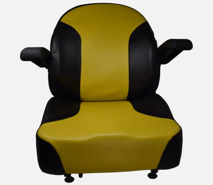Lawn Mower Seat with Slides & Armrests; Compatible with Cub Cadet; Premium OEM Style Black and Yellow; (If the Bolt-Hole Patterns Don't Match, Drilling is Required); 201011BKYE-CC