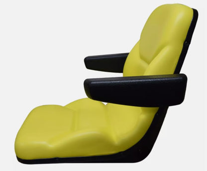 Tractor Seat with Flip-Up Bracket Compatible with John Deere Tractor Models: 650, 750, 850, 900HC, 950, 1050; Replaces JD part number CH16115; Yellow; 108000YE+901007