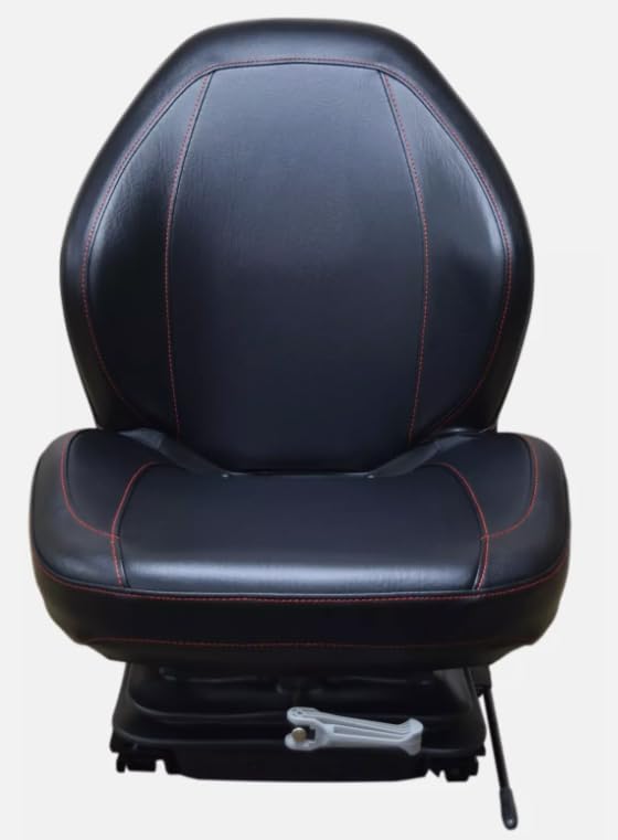 Skid Steer, Mower, Tractor Seat Replacement with Suspension; Black; Compatible with Bad Boy, Bobcat, Case, Caterpillar, Dixie Chopper, Dixon, Gravely, Hustler, Kubota, New Holland, & Woods