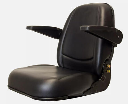 Tractor Seat with Flip-up Hinge Bracket & Armrests; Compatible with Kubota Tractor Series: B2650, L2501, L2800, L3200, L3400, L3700, L3800, MX4700, MX5100; SU-230015BK+SU-901005