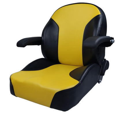 Lawn Mower Seat with Slides & Armrests; Compatible with Cub Cadet; Premium OEM Style Black and Yellow; (If the Bolt-Hole Patterns Don't Match, Drilling is Required); 201011BKYE-CC