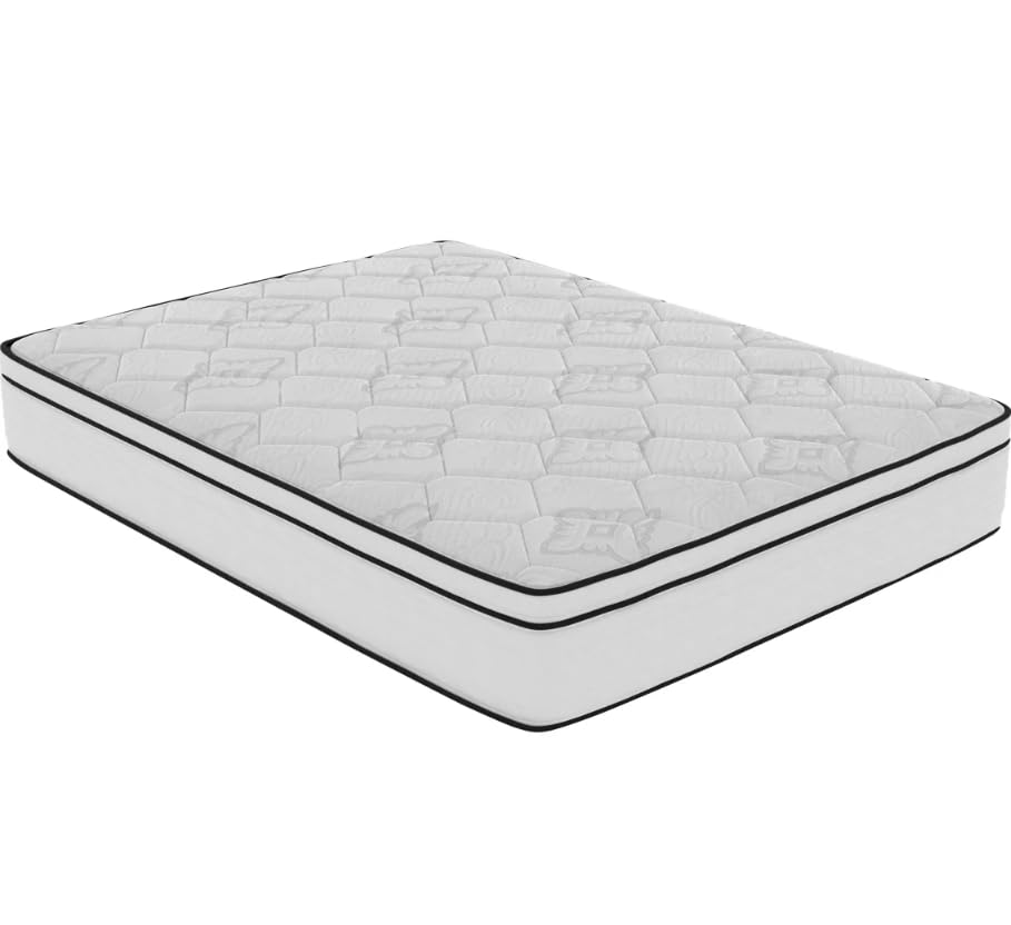 Spring Cream White Luxury Hybrid Mattress, Euro-Top | Made in The USA | Cooling Gel Memory Foam