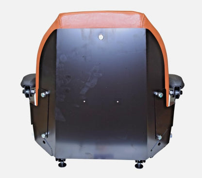 Brown Zero Turn Lawn Mower Replacement Seat; Armrests, Slides; Compatible with SCAG, Ariens, etc.; Review the bolt-hole patterns before ordering; Also compatible with Tractors, Skid Steers, Fork Lifts
