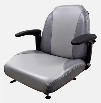 Gray Lawn Mower Seat with Armrests & Slides Compatible with Exmark Bobcat Dixie Snapper Toro Bad Boy Gravely Grasshopper Husqvarna Hustler & more; fits Skid Steers & Tractors; Drilling May Be Required