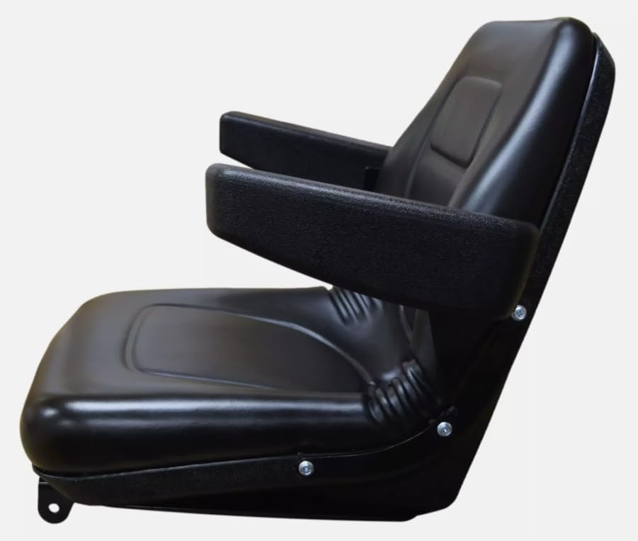 Tractor Seat with Flip-up Hinge Bracket & Armrests; Compatible with Kubota Tractors L5040, L5240, & L5740; M5, M5040, M5140, M6040, M7040, M7060, M8540, M8560, M9540, M9960; 143001BK+901001-B