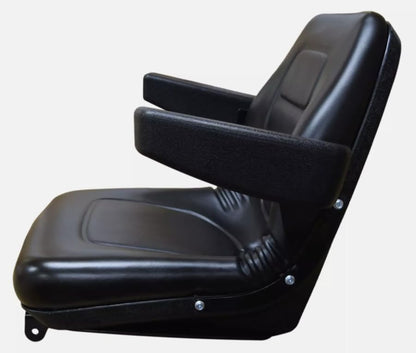 Tractor Seat with Flip-up Hinge Bracket & Armrests; Compatible with Kubota Tractors L5040, L5240, & L5740; M5, M5040, M5140, M6040, M7040, M7060, M8540, M8560, M9540, M9960; 143001BK+901001-B