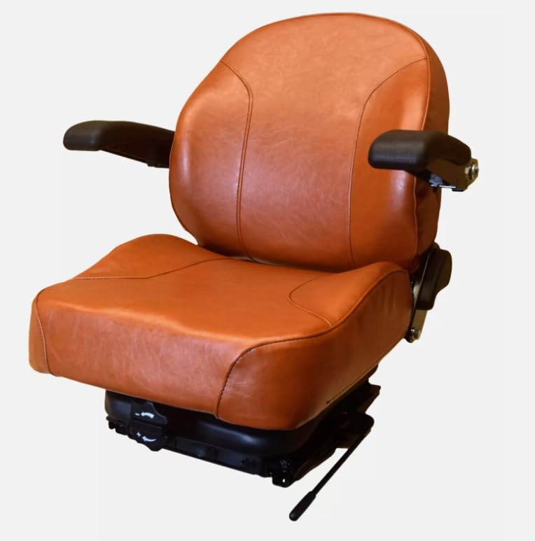 Suspension Seat for Lawn Mowers & ZTRs with Armrests & Slides; Compatible with Ariens, Bad Boy Dixie Chopper, Dixon, Exmark, Ferris, Grasshopper, Gravely; Premium OEM Style Brown; 201111BR